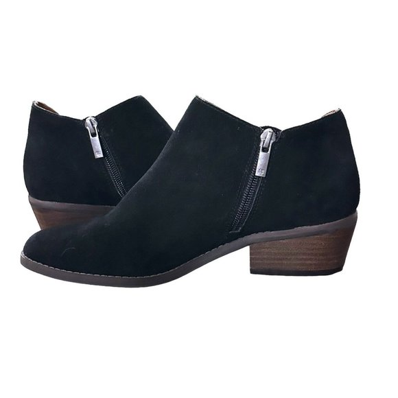 Lucky Brand Fenley Ankle Boots Women's 8M Booties Black Suede Low Heel Side Zip - Picture 3 of 8